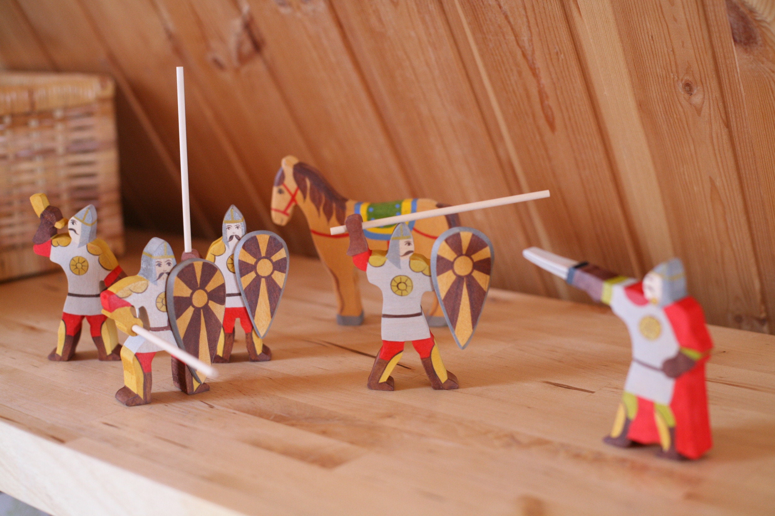 Wooden Toy Set Knight Miniatures Baby Boy Gift Handmade Toys Etsy