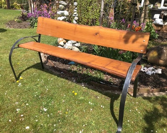 Rustic woodwork meets rustic industrial; handmade, bespoke garden bench.