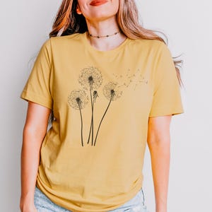 Dandelion Silhouette Botanical Graphic Tee Wildflower