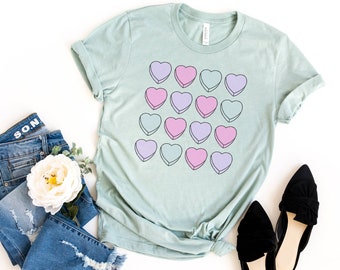 Candy Hearts Valentine Tee | Short Sleeve Valentines Day Shirt | Holiday Tee | Valentine TShirt | Mom Tees | Teacher Tees