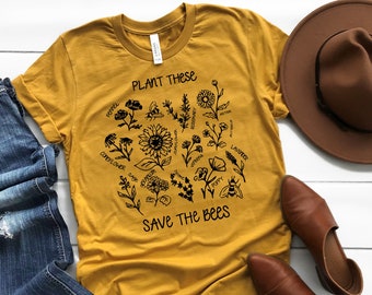 Plant these Save the Bees | Bee Lover Shirt | Mom Tee | Graphic Tee | Be You | Honey Bee Tee | Save the Bees Tshirt | Women's Tees