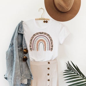 Leopard Print Rainbow T-shirt: Bohemian Nature Tee