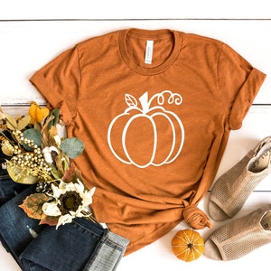 Pumpkin Shirt Pumpkin Outline Tee Cute Fall Shirts | Etsy