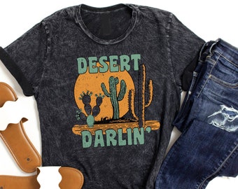 Desert Darlin Mineral Wash Graphic Tee | Desert Vibes Tee l Mom | Mom Tee | Graphic Tee | Summer Tees | Western Shirt | Retro Women's