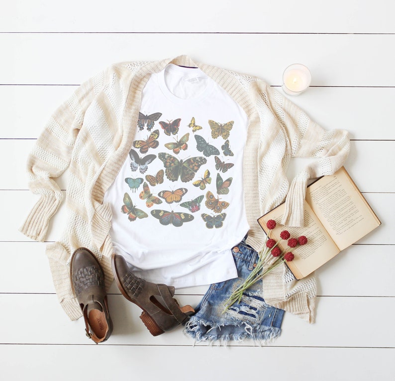 Vintage Butterfly Collage © | Butterfly Lover Tee | Papillion Tee | Graphic Tee | Vintage Tees | Boho Style | Insect Shirt | Shirt 