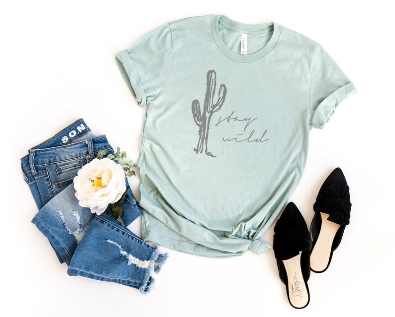 Stay Wild Cactus Mom Tee Western Tee Boho Style Wild | Etsy
