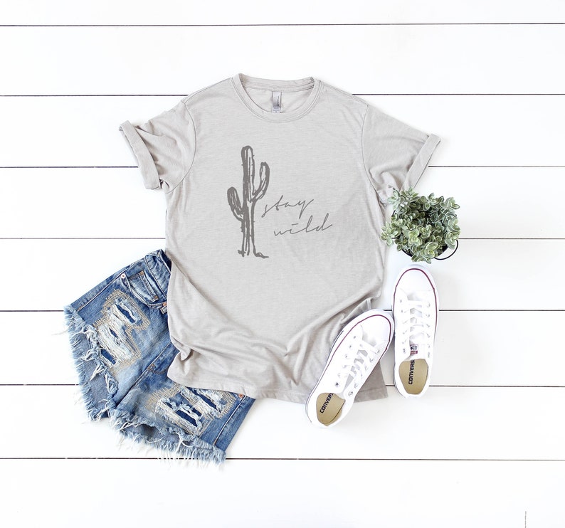 Stay Wild Cactus Mom Tee Western Tee Boho Style Wild | Etsy
