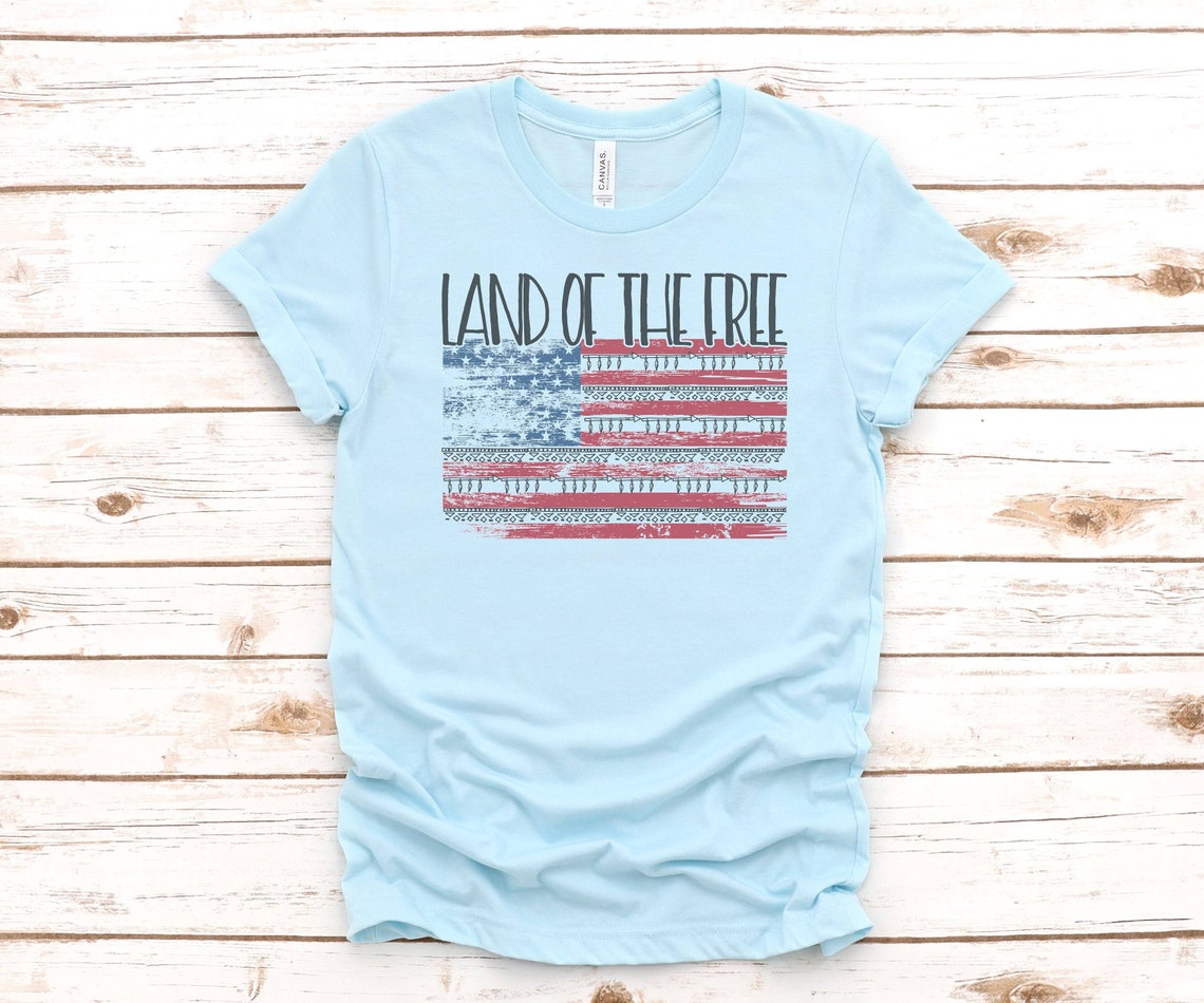 Land of the Free American Flag Tee Patriotic T Shirt 4th - Etsy