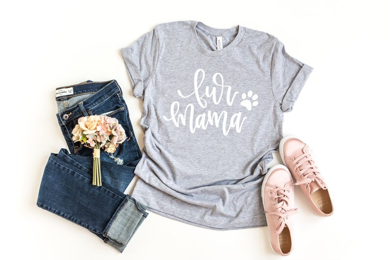 D01 Fur Mama Pawprint Dog Cat Mama Tee Mom Tee Mothers Etsy