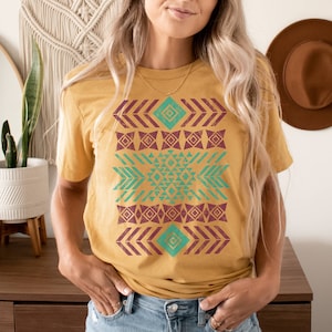 Aztec Pattern Graphic Tee | Western Shirt | Tshirts | Womens Tees | Graphic Tee | Farm Shirt | Western Apparel