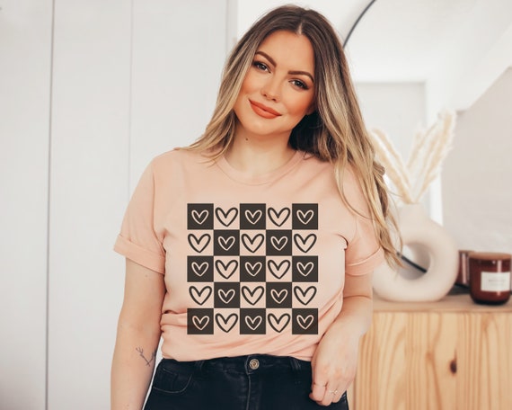 Hearts Checkerboard Tee | Short Sleeve Valentines Day Shirt