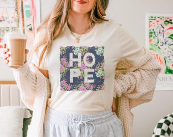 Floral Hope T-Shirt: Distressed Christian Graphic Tee