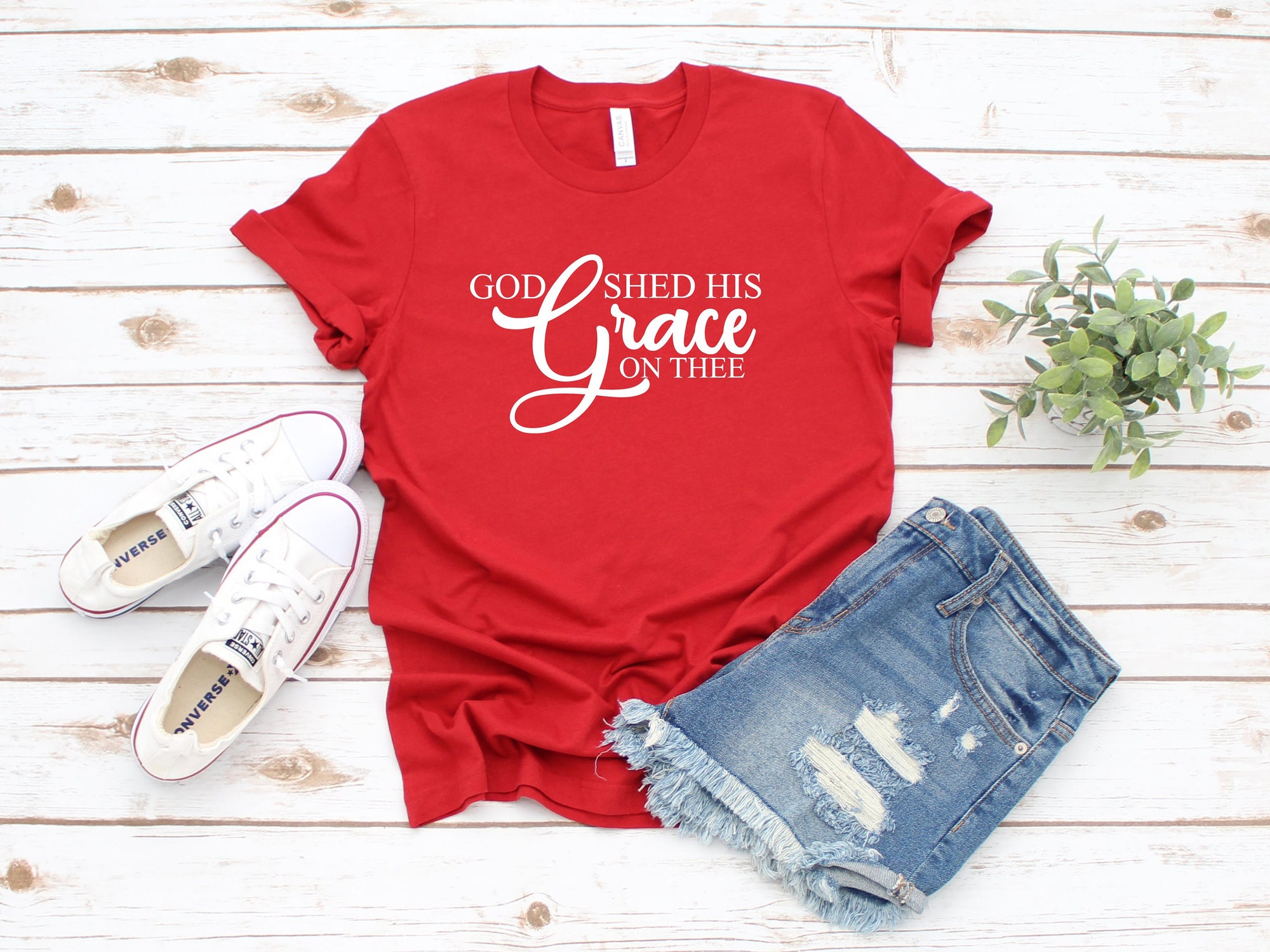 Discover God Shed His Grace on Thee 4th of July Shirt, Womens Tee, Merica, Stars and Stripes TShirt, 4th of July Graphic Tee