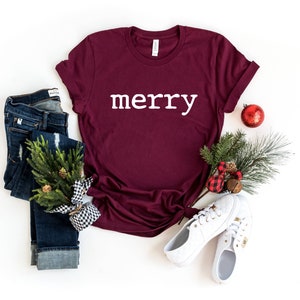 Merry Cute Winter Christmas Shirt Shirts for Moms Bella - Etsy