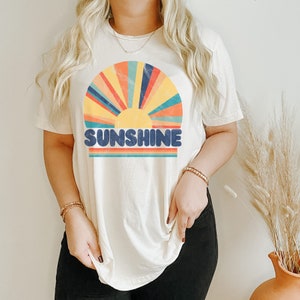 Retro Sunshine | Retro Tees  l Mom | Mom Tee | Graphic Tee | Camping Shirt | Outdoors | Sun Rays | Retro Women&#39;s Graphic Tees