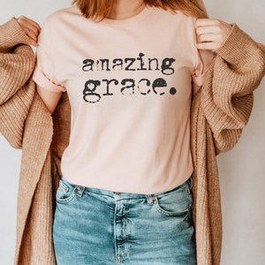 Amazing Grace Typewriter | Christian Tshirt | Mom LIfe | Mom Tee | Graphic Tee | Southern Sayings | Inspirational Tees | Easter Tshirt