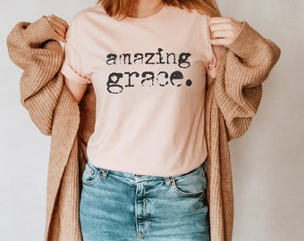 Amazing Grace Typewriter | Christian Tshirt | Mom LIfe | Mom Tee | Graphic Tee | Southern Sayings | Inspirational Tees | Easter Tshirt