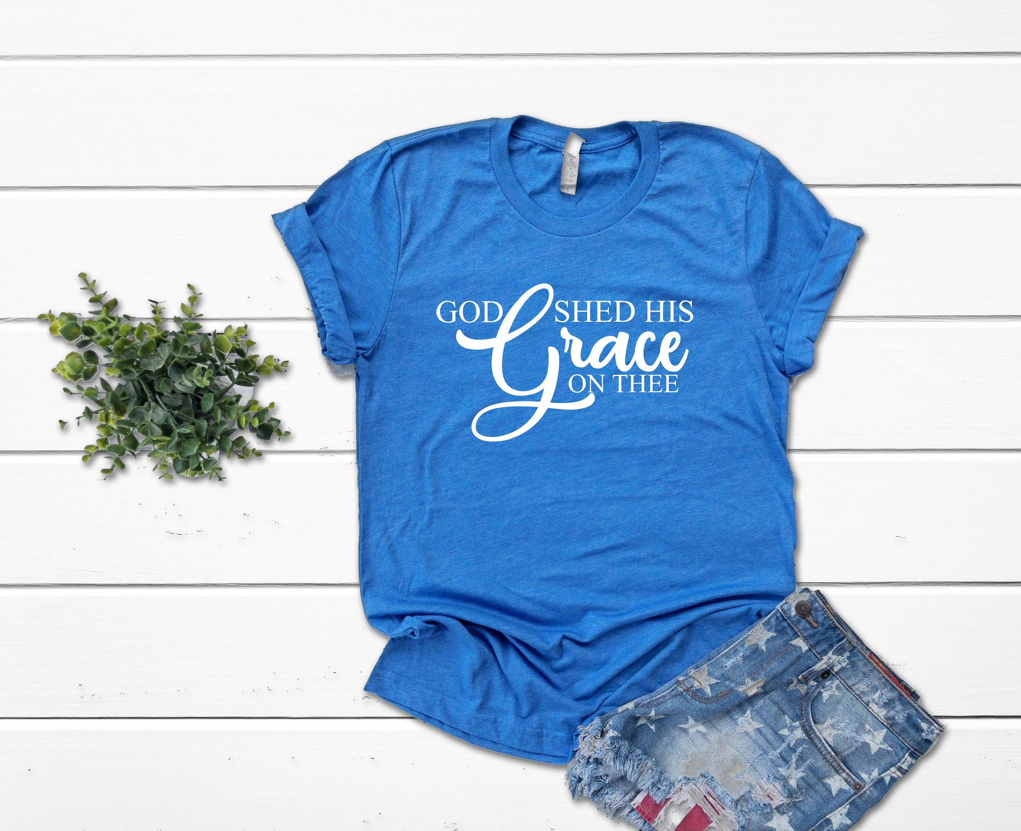 Discover God Shed His Grace on Thee 4th of July Shirt, Womens Tee, Merica, Stars and Stripes TShirt, 4th of July Graphic Tee