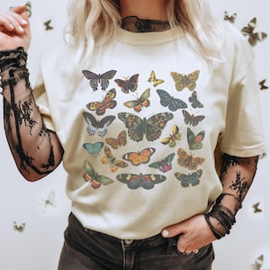 Vintage Butterfly Collage Tee: Boho Insect Shirt