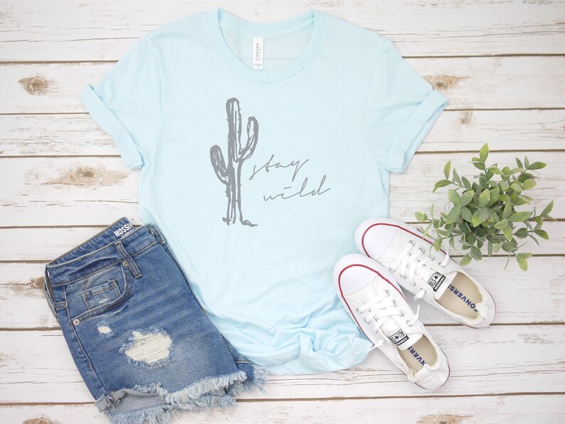 Stay Wild Cactus Mom Tee Western Tee Boho Style Wild | Etsy