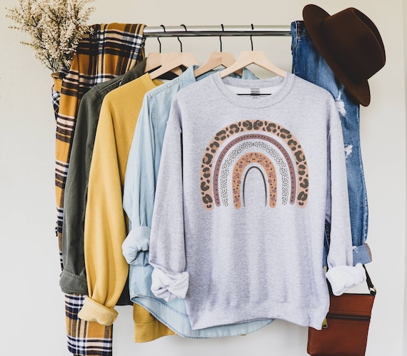 rainbow crew neck sweater