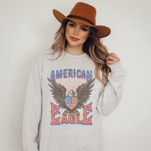 American Eagle Crew Neck Sweatshirt | Usa Sweater | Gift for Her | Crewneck | Patriotic Pullover | Fourth of July Sweatshirt