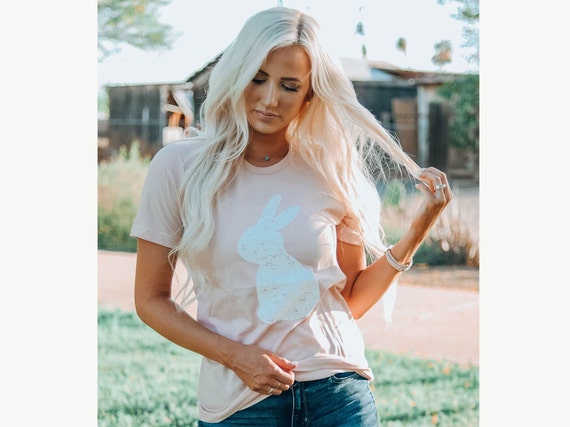 Distressed Bunny Rabbit  | Cute Spring Tee | Grungy Rabbit | Bella Tee | Soft TShirt | Women's Graphic Tee | Easter Tees