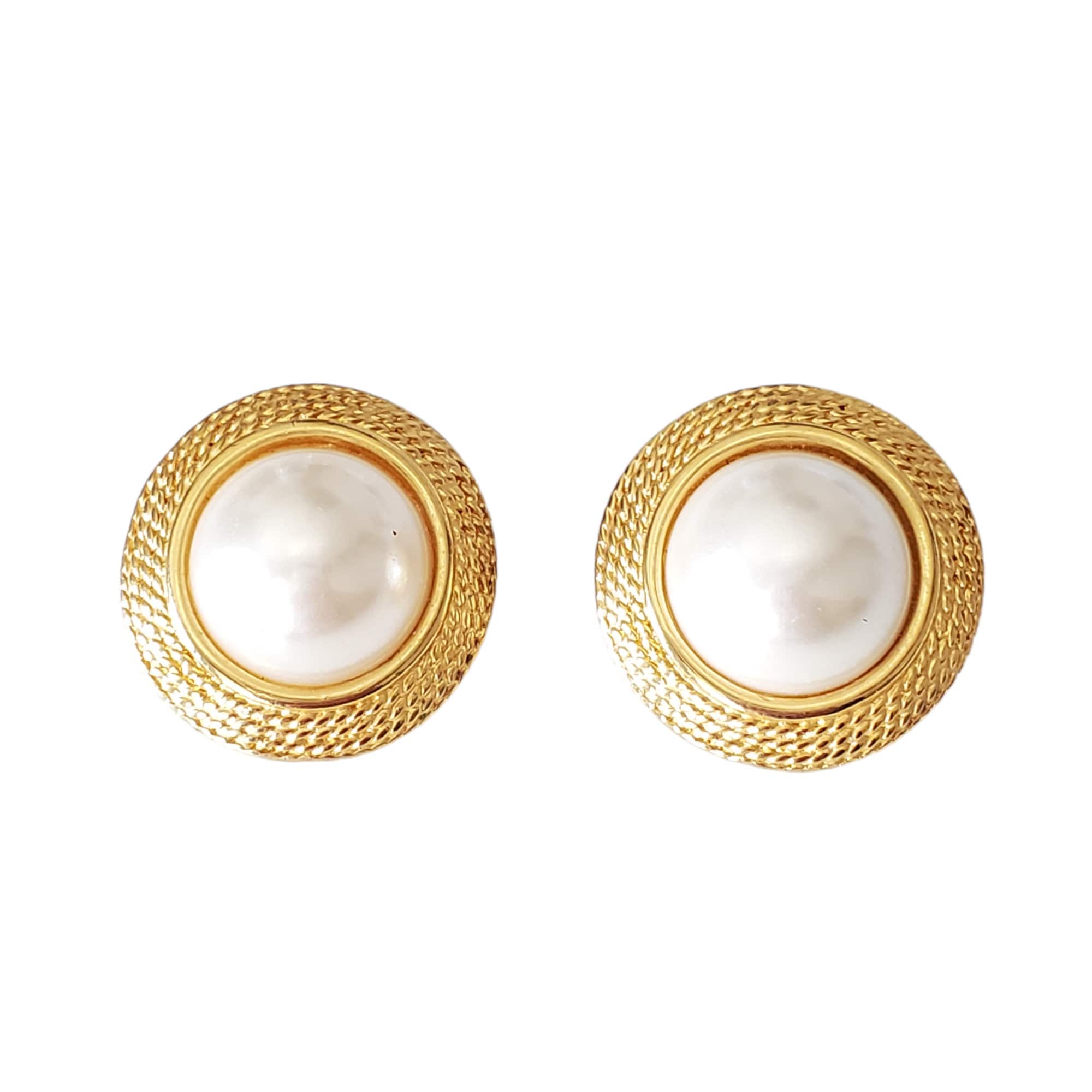 ピアス Gold-tone Double G Faux Pearl Clip-on Earrings Classic Faux Pearl Gold Tone Clip-on Earrings - Etsy