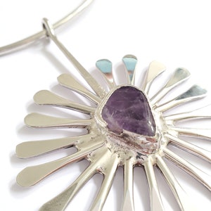 Danish Silver & Amethyst Necklace designed by Jacob Hull