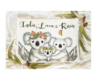 Koala Siblings Custom Print, Gift For Siblings, Personalised Sibling Print, Brother Sister Print, Custom Siblings Gift, koala art