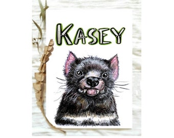 Tasmanian Devil Name Print, Tasmanian Animals, Tasmanian Wall Art, Tasmania, Australian Animal Prints, Australian Gifts