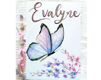 Butterfly Wall Art, Nursery Name Sign, Custom Artwork, Girls Room Print, Butterfly Name Print, Personalised Girls Name Print