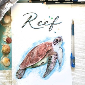 Personalised Turtle Print, Custom Name Print, Custom Turtle, Nursery Art, Kids Room Decor, Animal Art, Animal Sign, Turtles, Marine Animals zdjęcie 7