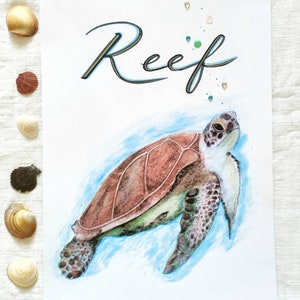 Impression personnalisée de tortue, impression de nom personnalisée, tortue personnalisée, art de pépinière, décor de chambre pour enfants, art animalier, signe animal, tortues, animaux marins image 2