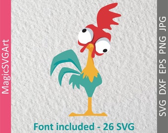 Moana svg, Hei Hei SVG, Cock svg, Hei Hei cut file with moana fonts
