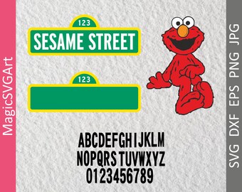 Sesame Street Sign and Blank Sign, Elmo, with font 36 SVG