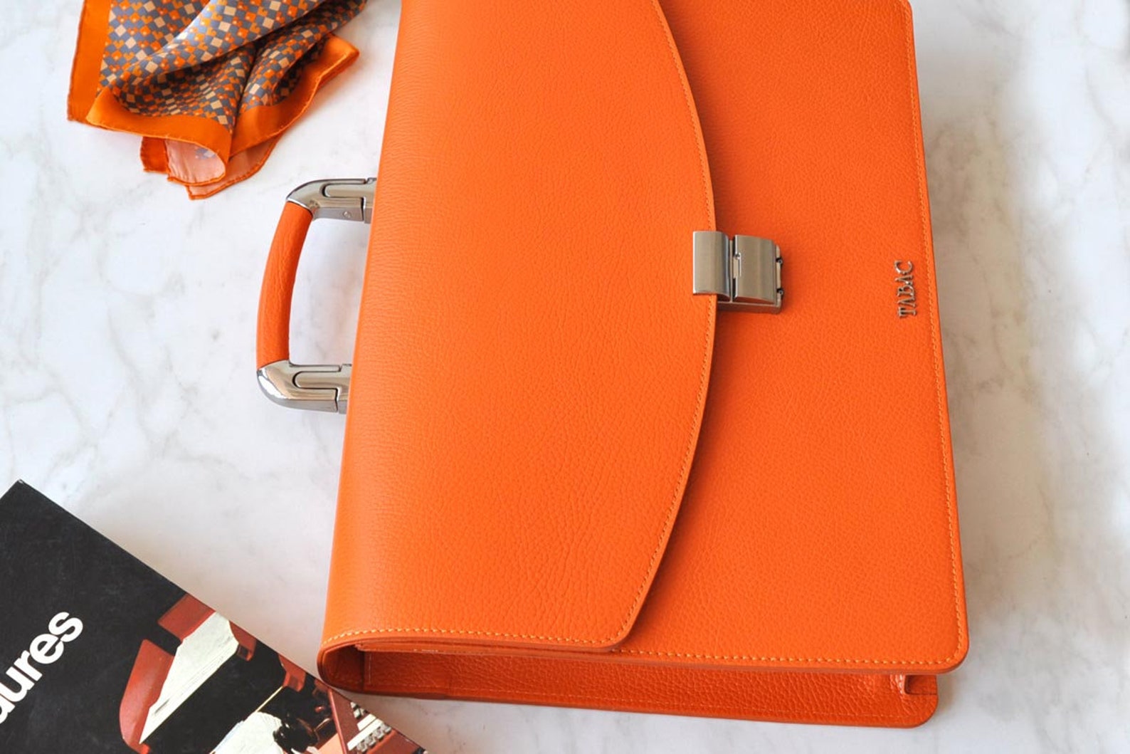 Leather Briefcase Women ORANGE Leather Satchel Lawyers Bag Etsy