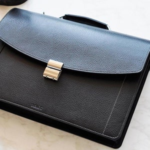 Leather Briefcase Men and women BLACK, Leather Satchel, Lawyers Bag, Classic  Handmade Briefcase ,BUSINESS BRIEFCASE, italian Leather- 22519