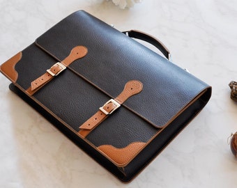 Brown Handmade-leather-briefcase-business-bag .Classic Satchel, Lawyers Bag 2211613
