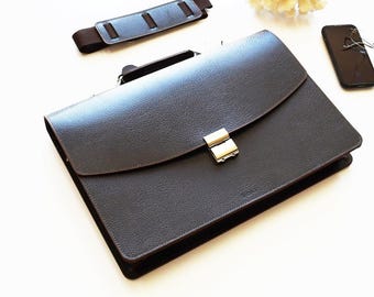 Dark Brown Handmade-leather-briefcase-business-bag .Classic Satchel, Lawyers Bag 21216