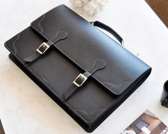 Leather Briefcase Men and women BLACK, Leather Satchel, Lawyers Bag, Classic  Handmade Briefcase ,BUSINESS BRIEFCASE, italian Leather- 22119