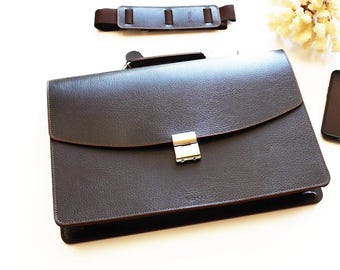 Brown Handmade-leather-briefcase-business-bag .Classic Satchel, Lawyer's Bag 21216