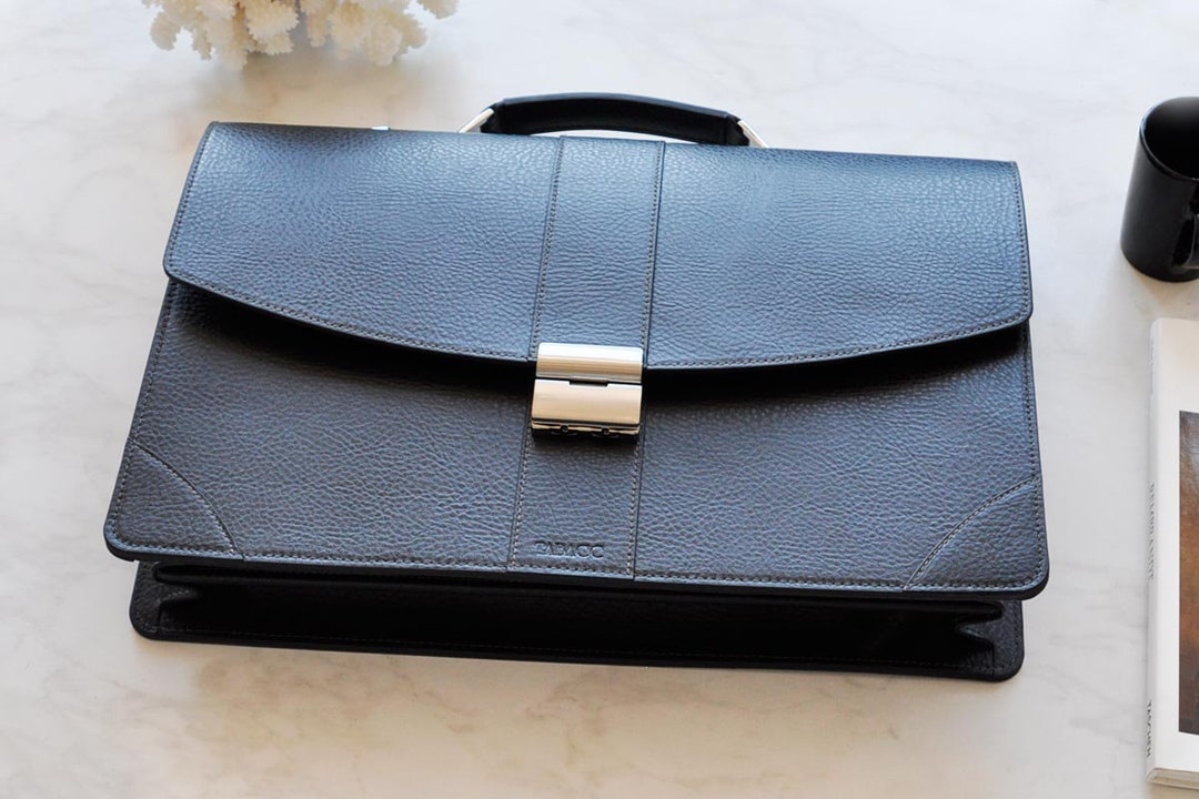 Leather Briefcase Men and Women BLACK, Leather Satchel, Lawyers Bag