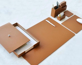 Handmade Italian Leather Desk Set: Luxury Office Accessories. 51513