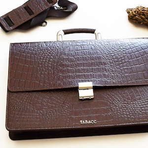 Camel Brown Leather Briefcase: Handmade Italian Calfskin Satchel