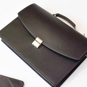 Leather Briefcase Men and women BLACK, Leather Satchel, Lawyers Bag, Classic  Handmade Briefcase ,BUSINESS BRIEFCASE, italian Leather- 21219