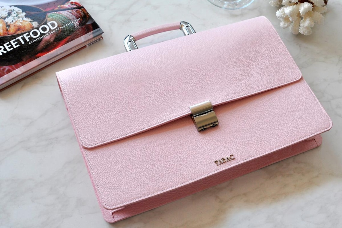 Leather Briefcase Women PINK Leather Briefcase Lawyers Bag Etsy