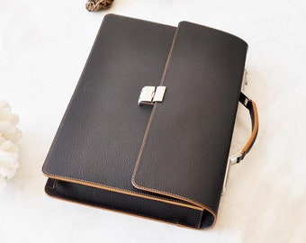 Brown Handmade-leather-briefcase-business-bag .Classic Satchel,Lawyers Bag 21116