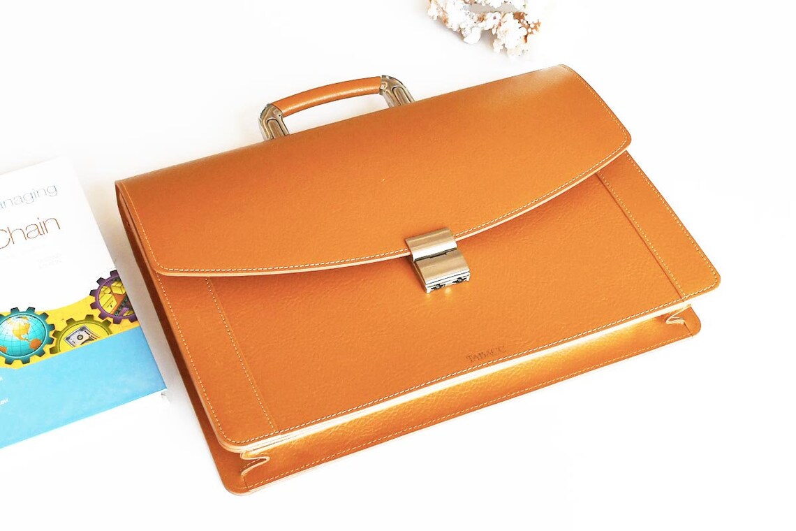 Leather Briefcase Men and women CAMEL Brown Leather Satchel Etsy