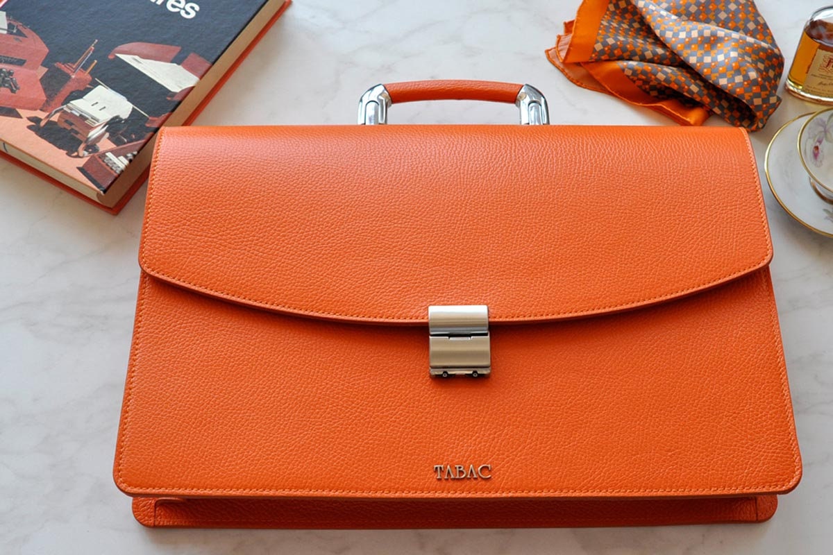 Leather Briefcase Women ORANGE Leather Satchel Lawyers Bag Etsy